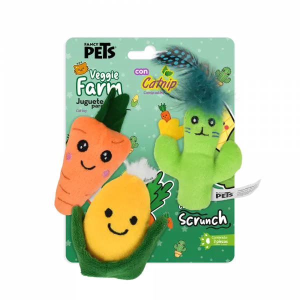 [FL9642] 3 PACK JUGUETE P/GATO VEGETALES