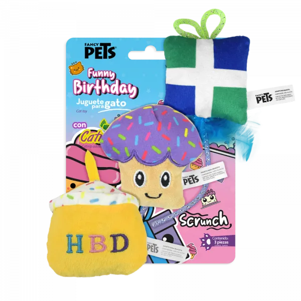 [FL9646] 3 PACK JUGUETE P/GATO CUMPLEAÑOS