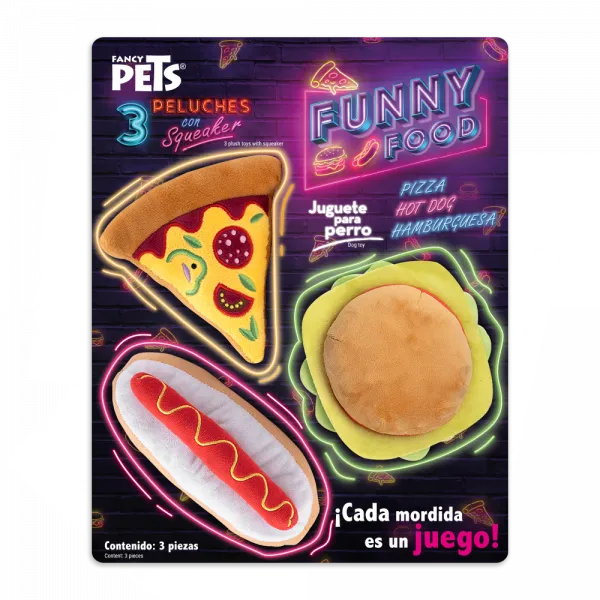 [FL9169] 3 PACK JUGUETE C/SQUEAKER FUNNY FOOD